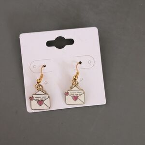 Fashion Gold and Pink Envelope Earrings
